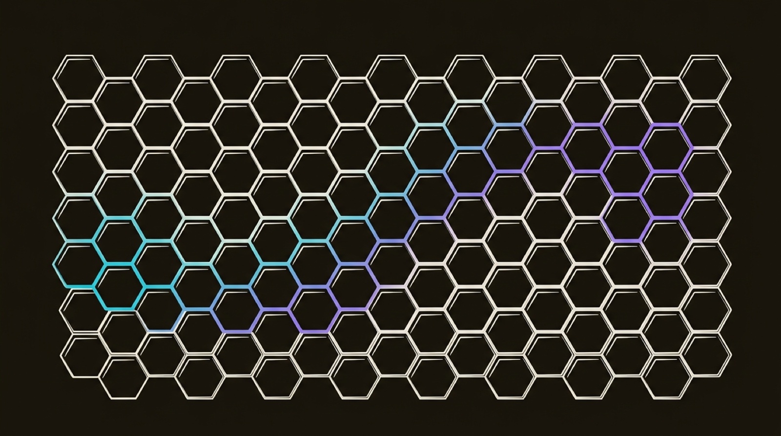 Line-engraving of a finished honeycomb, every cell precise, a single gradient band running edge to edge across the complete comb: the high-fit list, built in full.