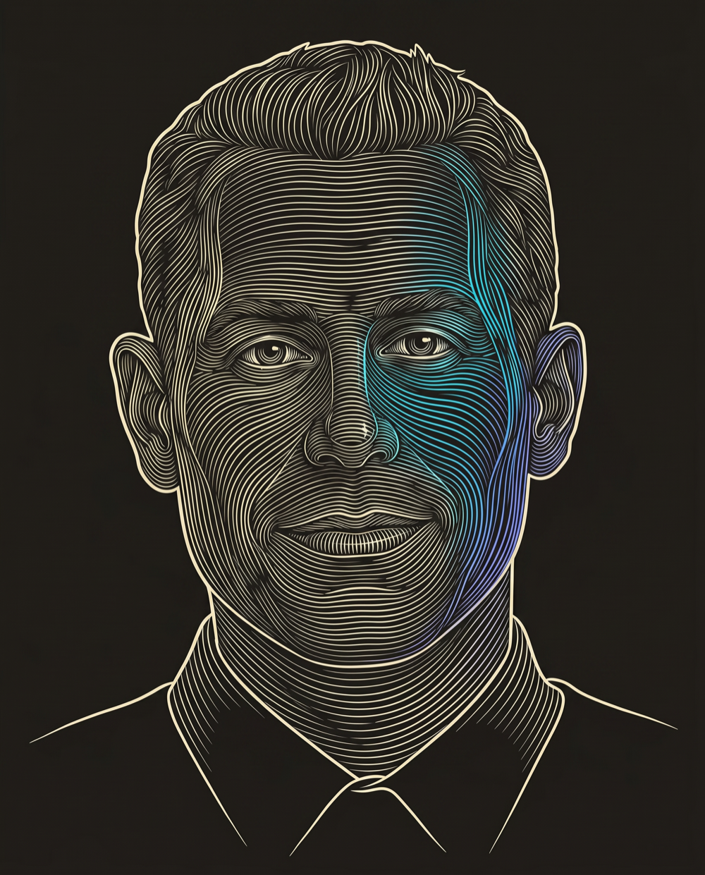Cream line-engraving portrait of Gregory A. Santos, Director of Business Development at ’s Personal Engagement Got Top Results for CB Pacific.