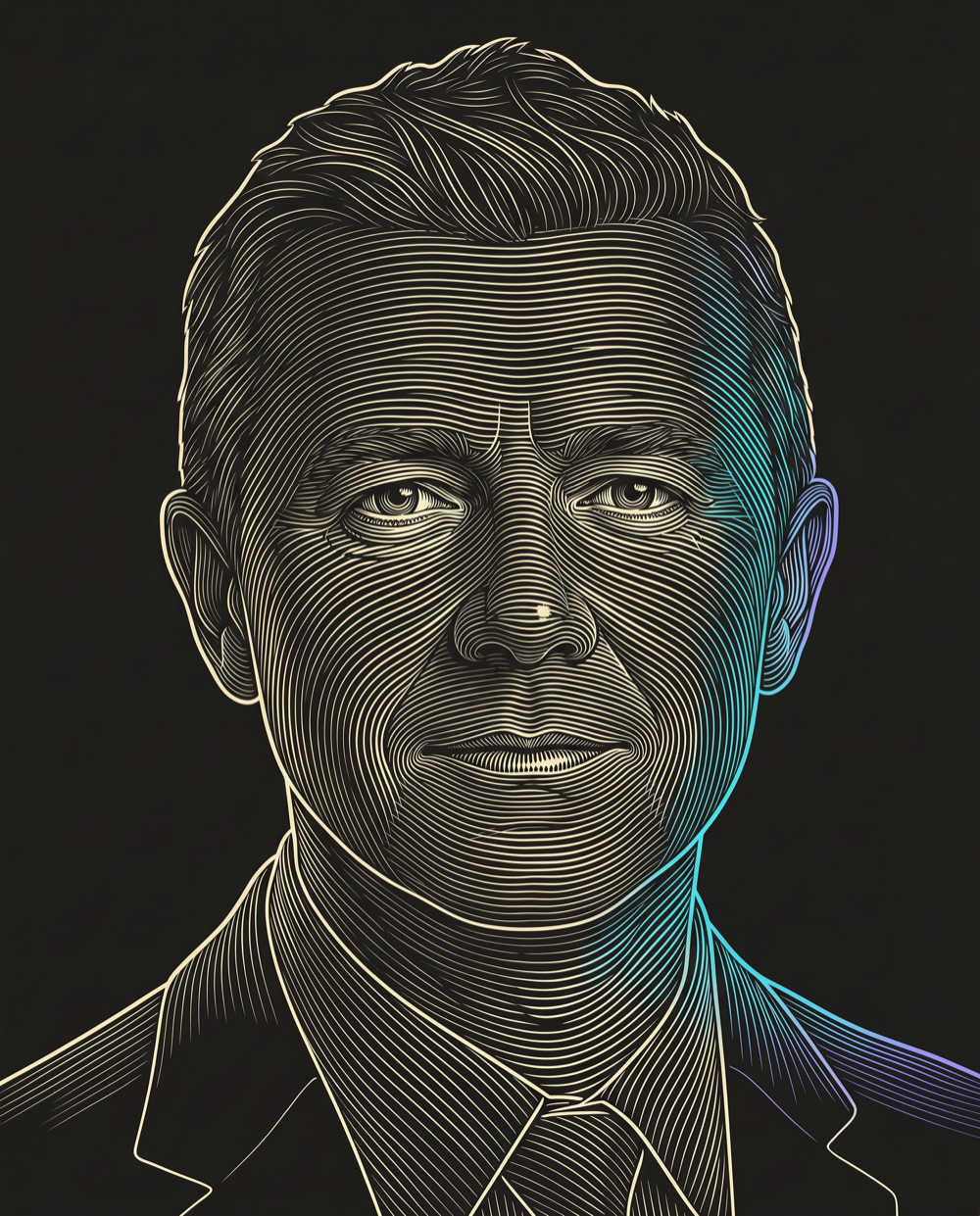 Cream line-engraving portrait of Jason Gamblen, Founder & Chief Revenue Officer at Scales Development For InnerSpace.