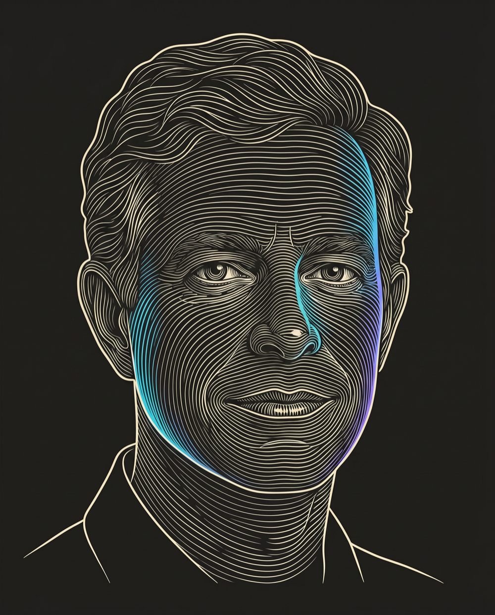 Cream line-engraving portrait of Gary Allen, COO at NOW Outperforms Previous Vendors For LeanLaw.