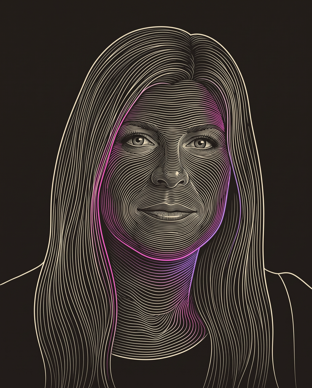 Cream line-engraving portrait of Amanda Wheeler, Director of Marketing at Set 40 Appointments In 1 Campaign For Magna5.